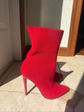 Aqua Red Stretch Sock Ankle Boots